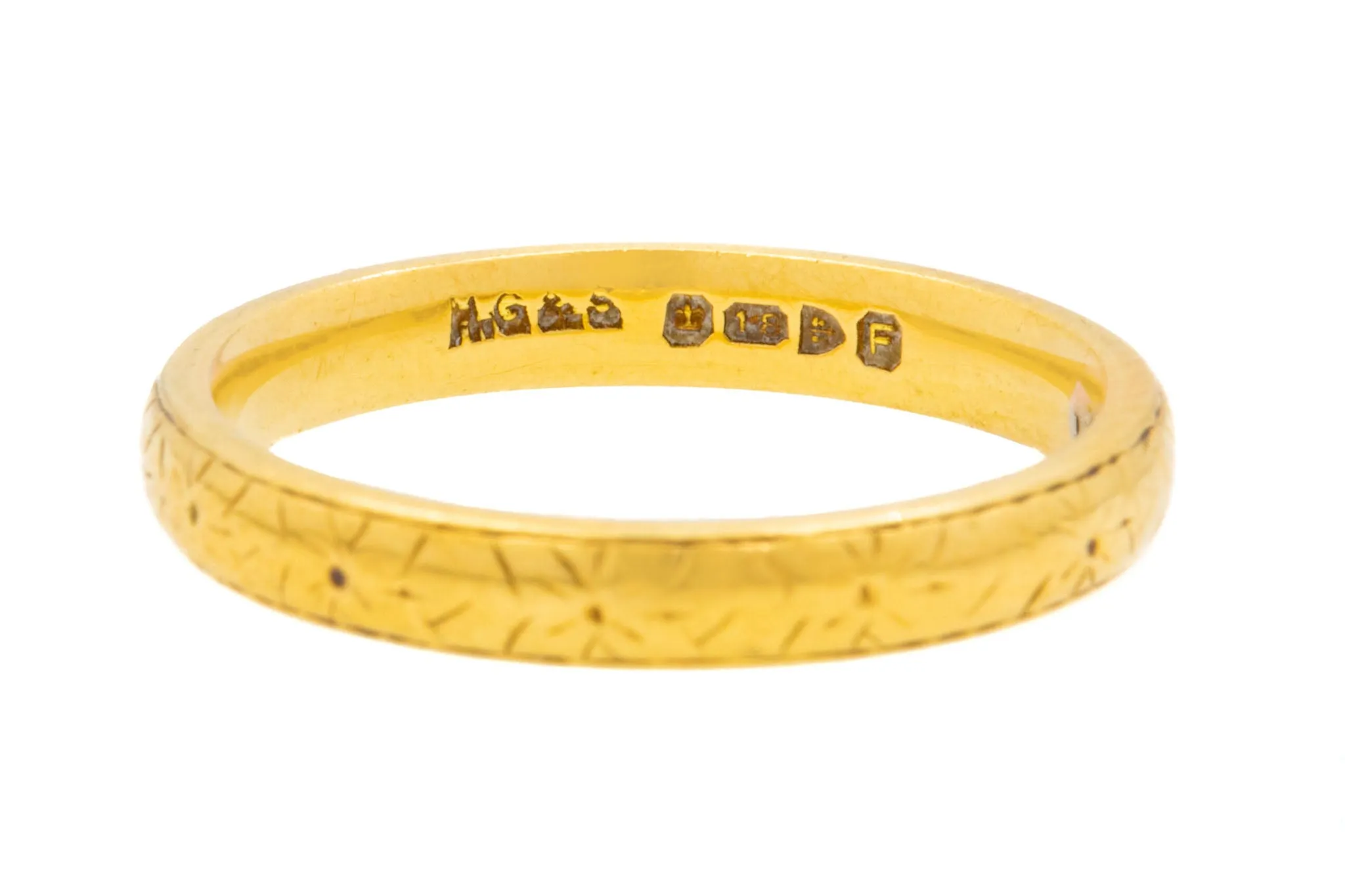 18ct Gold Orange Blossom Engraved Wedding Ring, Engraved 'Fidelity'