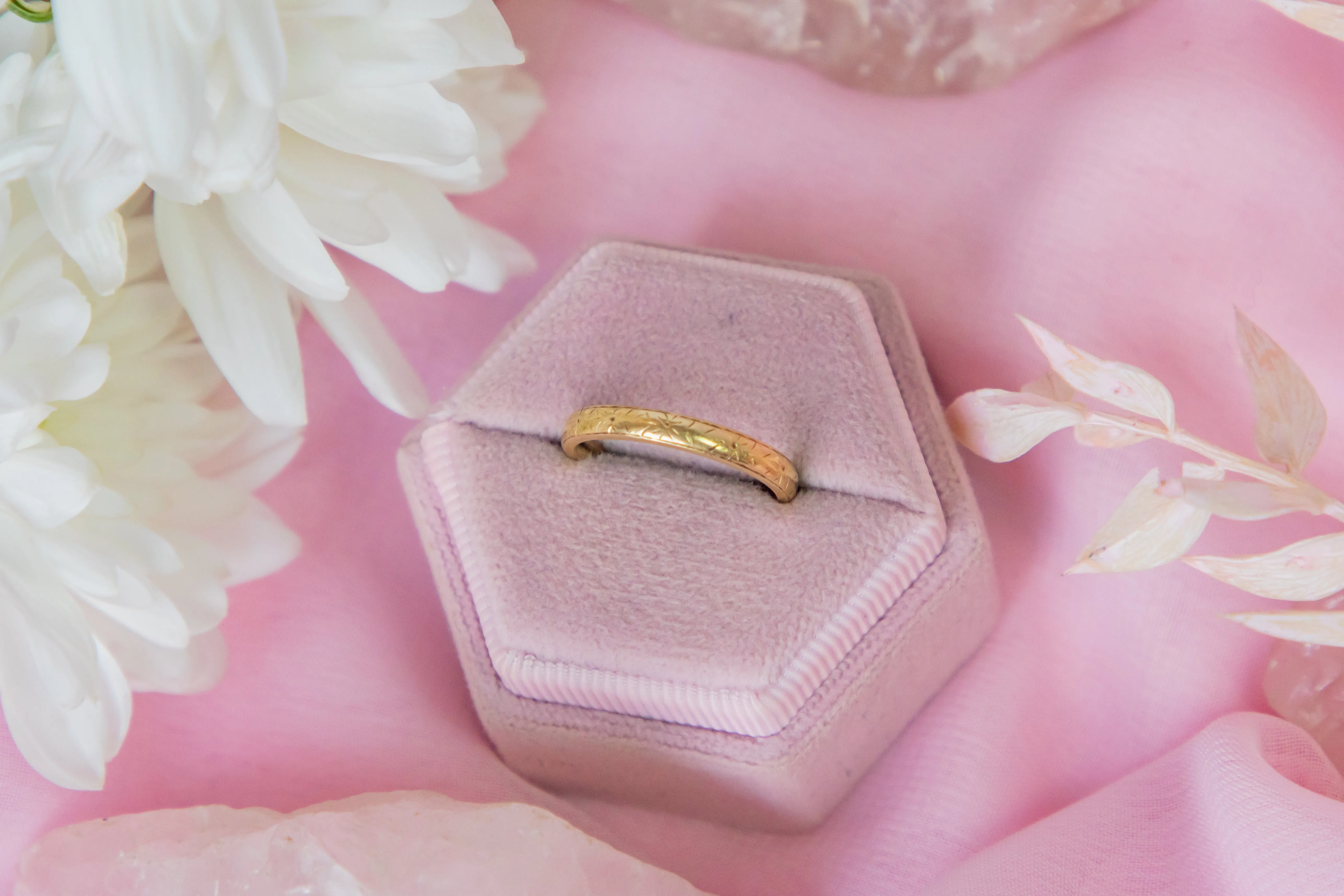 18ct Gold Orange Blossom Engraved Wedding Ring, Engraved 'Fidelity'