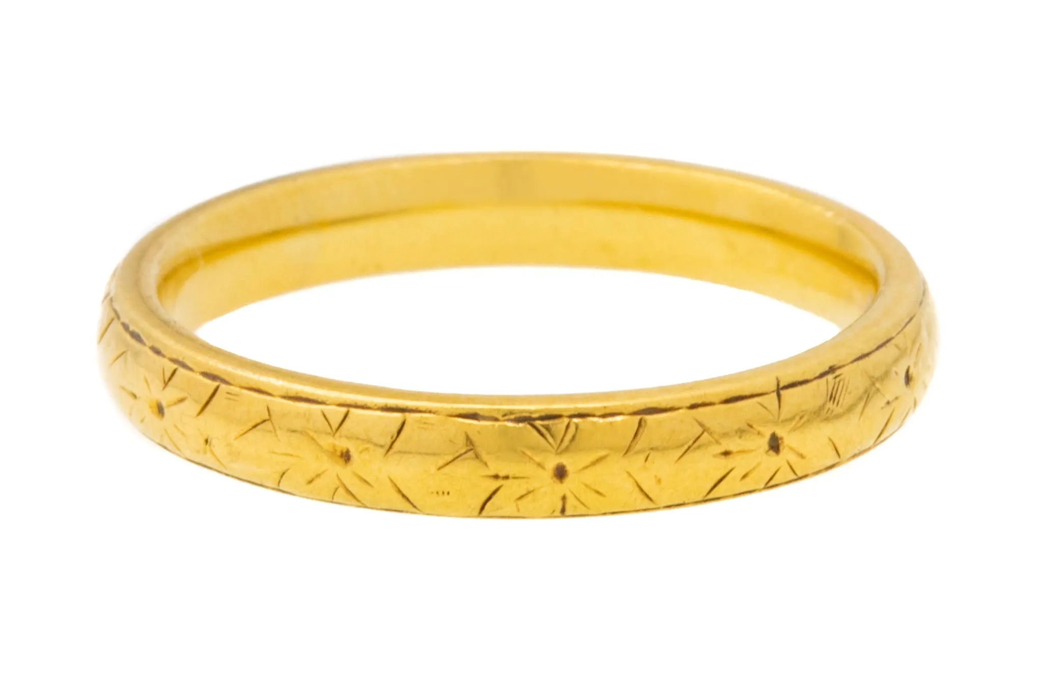 18ct Gold Orange Blossom Engraved Wedding Ring, Engraved 'Fidelity'