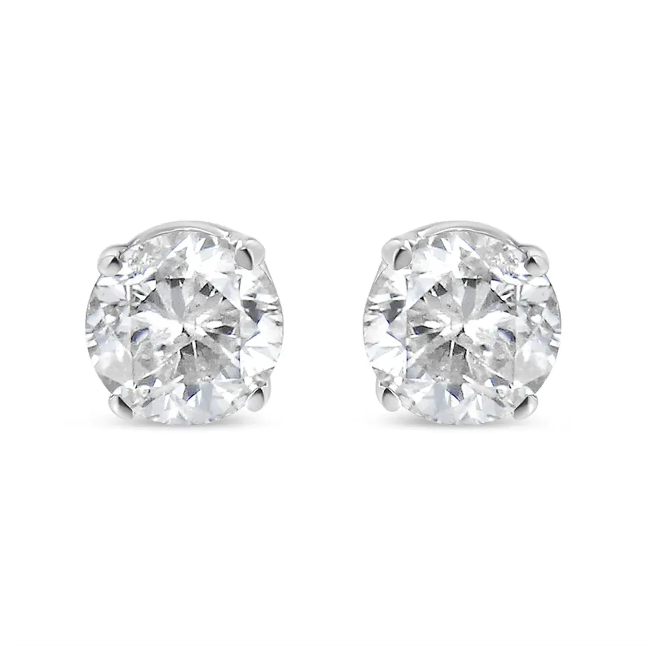 .925 Sterling Silver 1/6 Cttw Round Brilliant-Cut Diamond Classic 4-Prong Stud Earrings (H-I Color, I2-I3 Clarity)