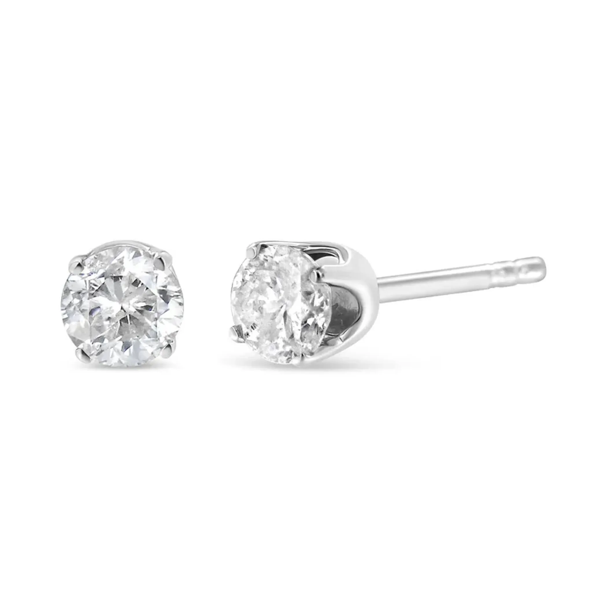 .925 Sterling Silver 1/6 Cttw Round Brilliant-Cut Diamond Classic 4-Prong Stud Earrings (H-I Color, I2-I3 Clarity)