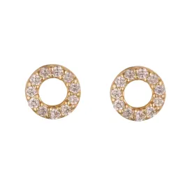 9kt Gold Natural Diamond Circle Mini Stud Earrings