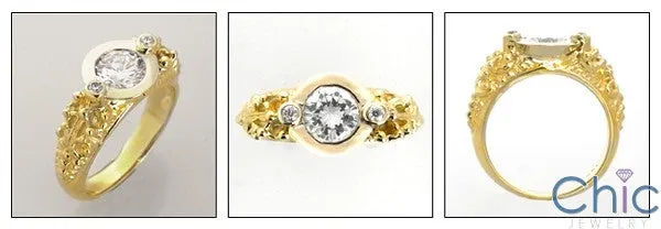 Anniversary 1.2 TCW Round Bezel 14K Yellow Gold Cubic Zirconia Cz Ring