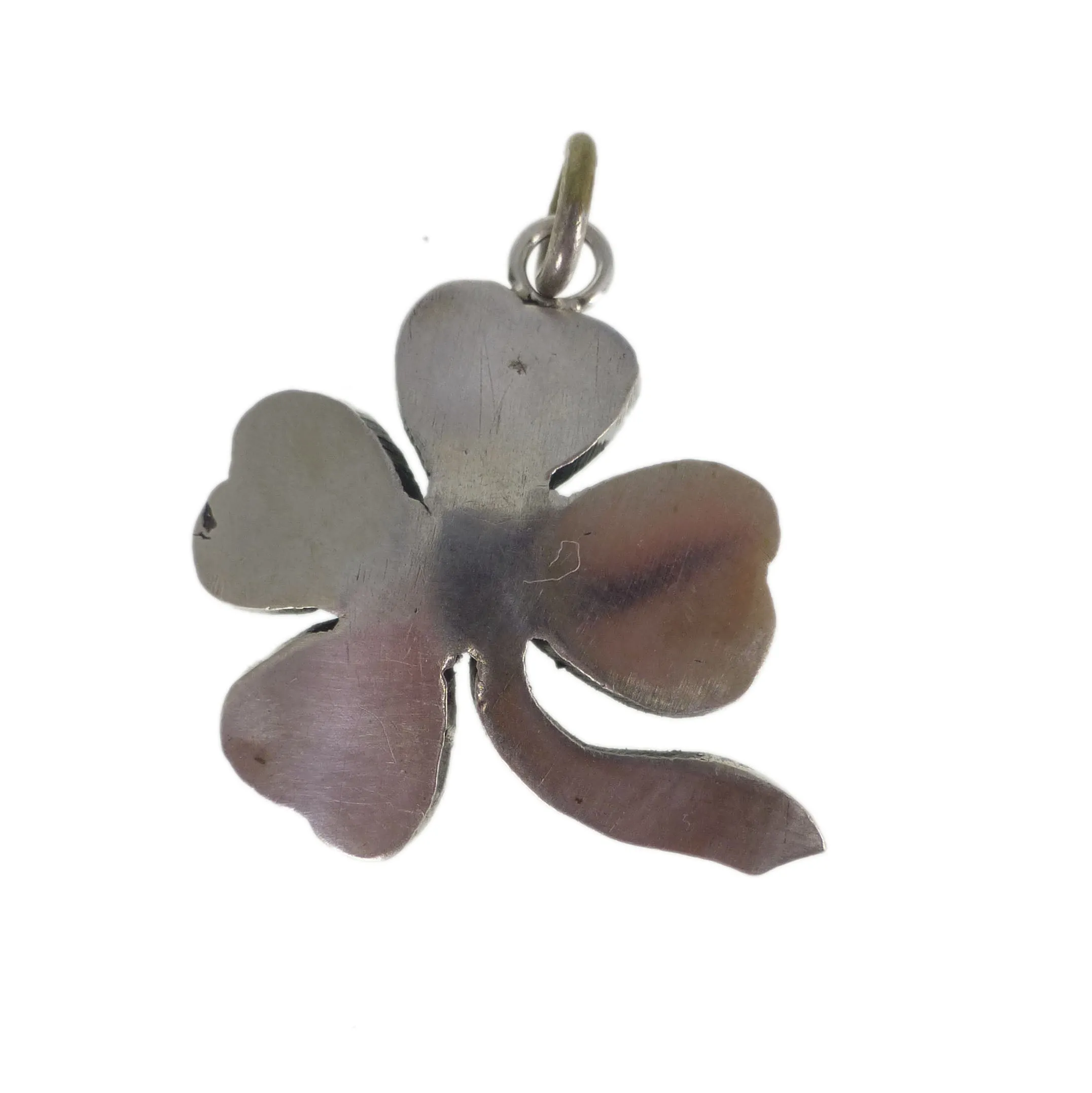 Antique Edwardian Silver Turquoise Clover Pendant