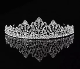 Antique Inspired Silver Crystal Tiara