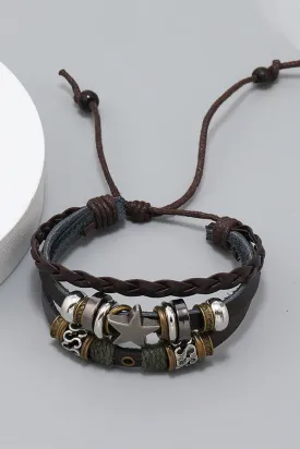 BEADED SIMPLE LEATHER MULTI-LAYER BRACELET