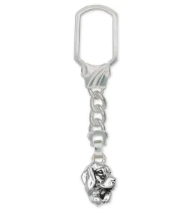 Beagle Key Ring Jewelry Sterling Silver Handmade Dog Key Ring BG3-KRE