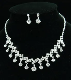 Bridal Crystal Necklace Earrings Set XS1141