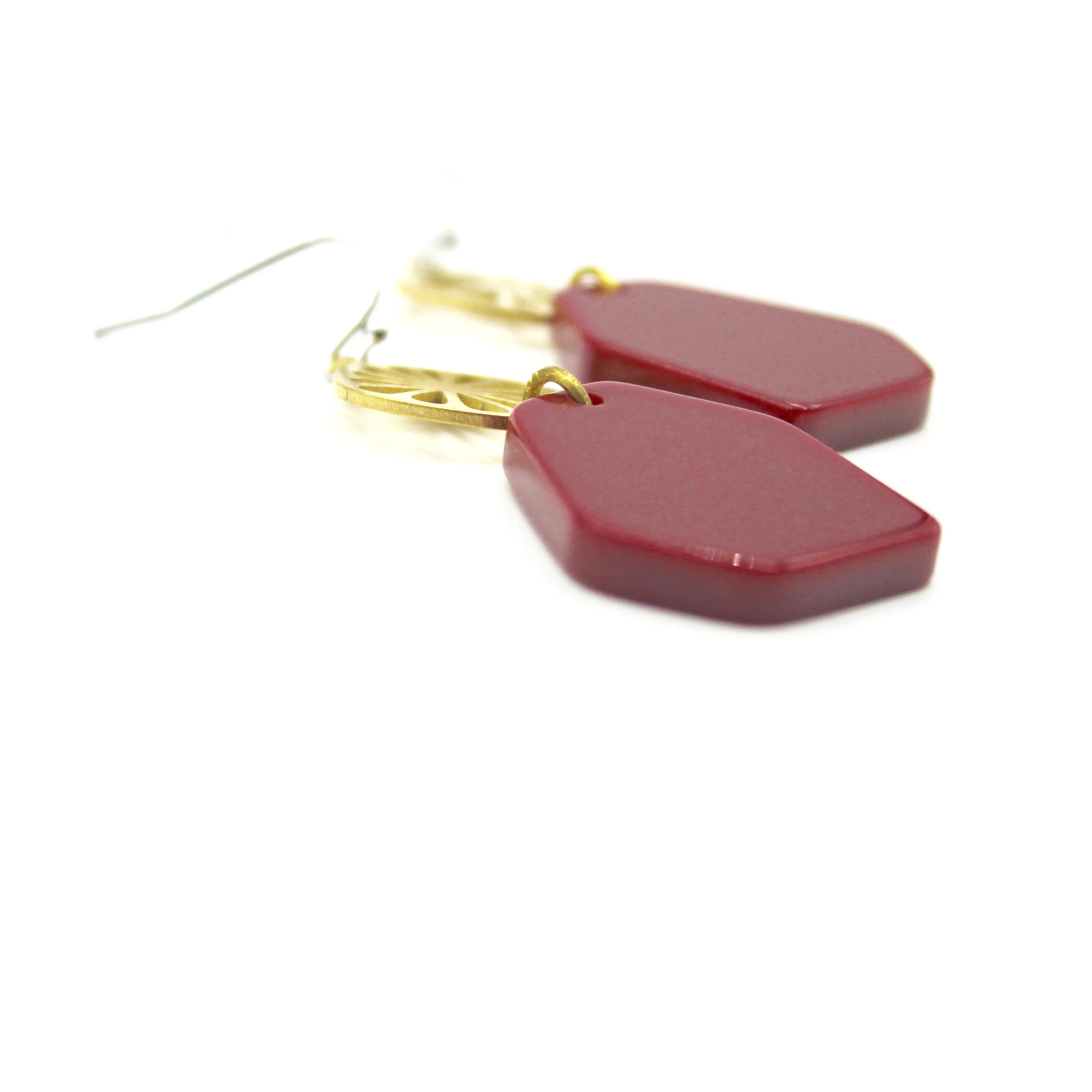 Burgundy Slice Earrings