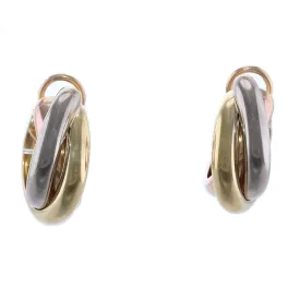 Cartier 18k Tri Color Gold Trinity Hoop Clip-On Earrings