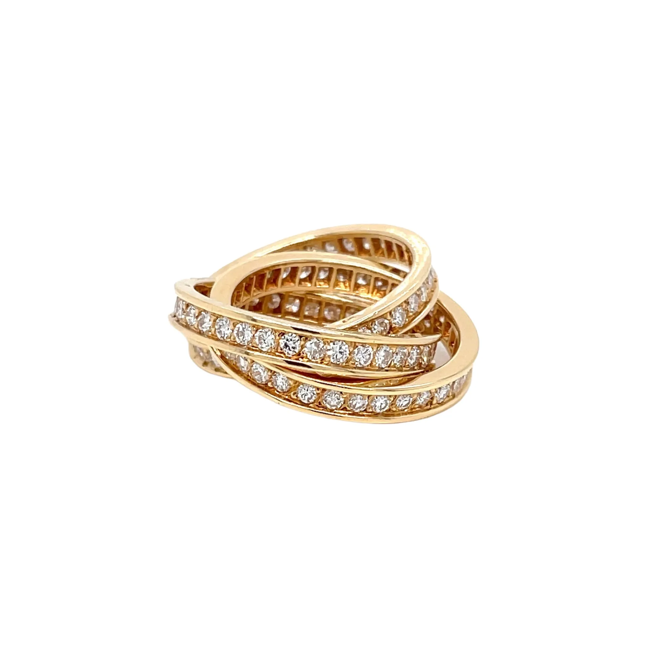 Cartier 3 Carat Diamond Trinity Rolling Ring in 18k Yellow Gold