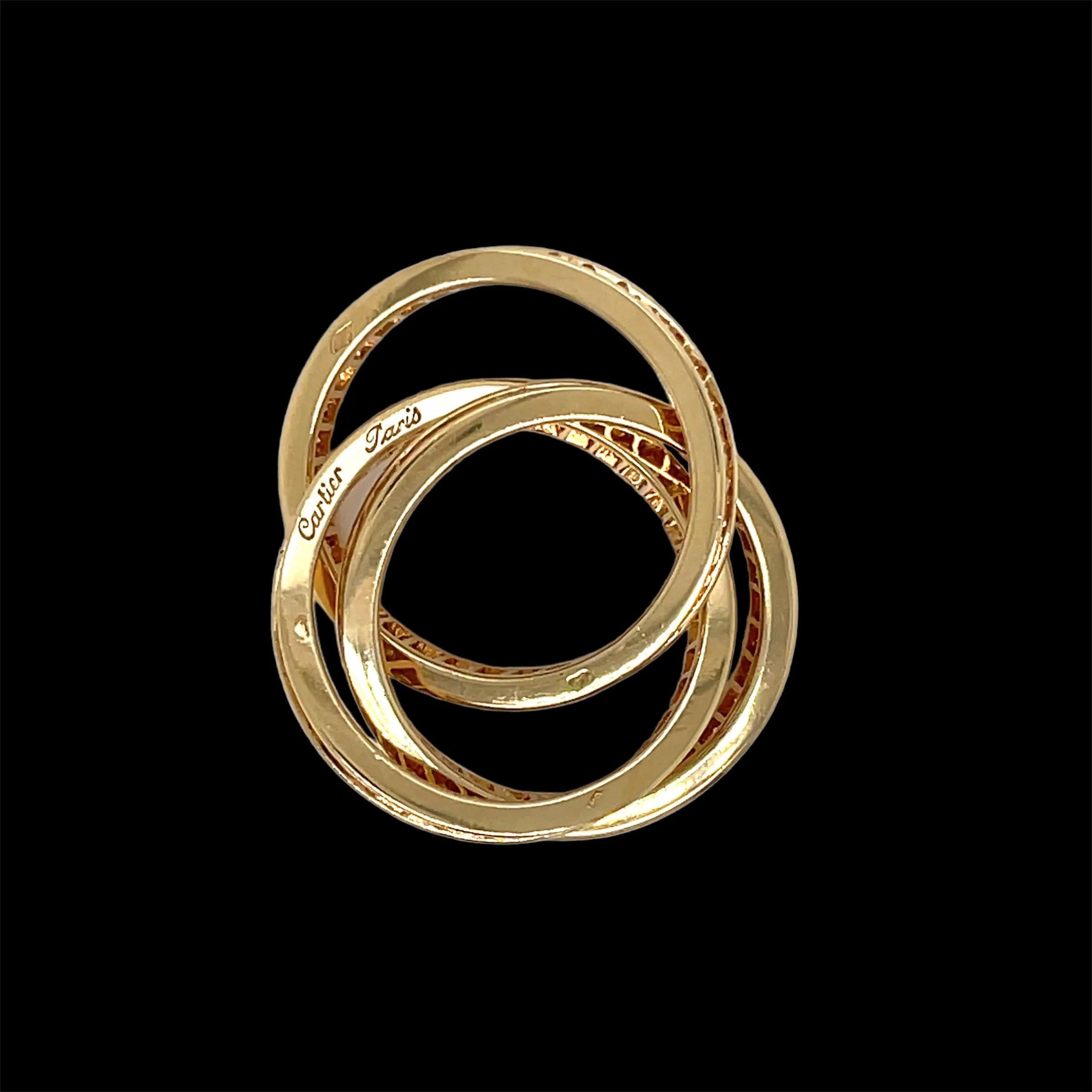 Cartier 3 Carat Diamond Trinity Rolling Ring in 18k Yellow Gold