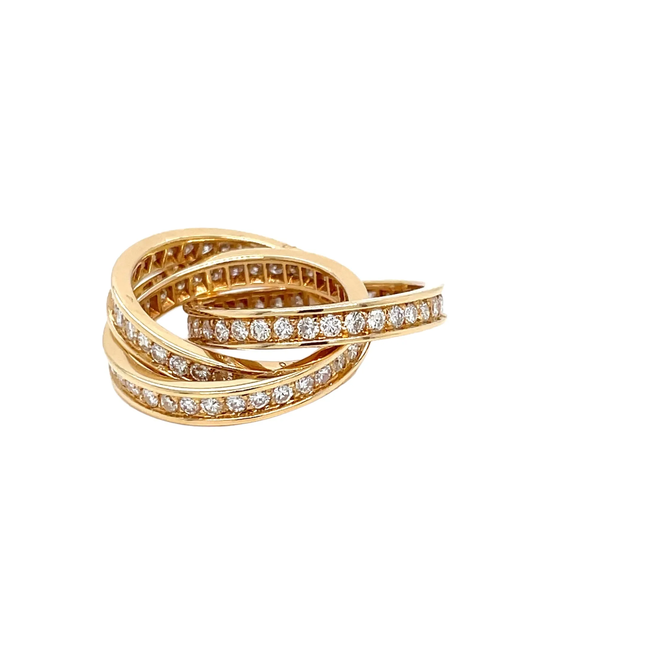 Cartier 3 Carat Diamond Trinity Rolling Ring in 18k Yellow Gold