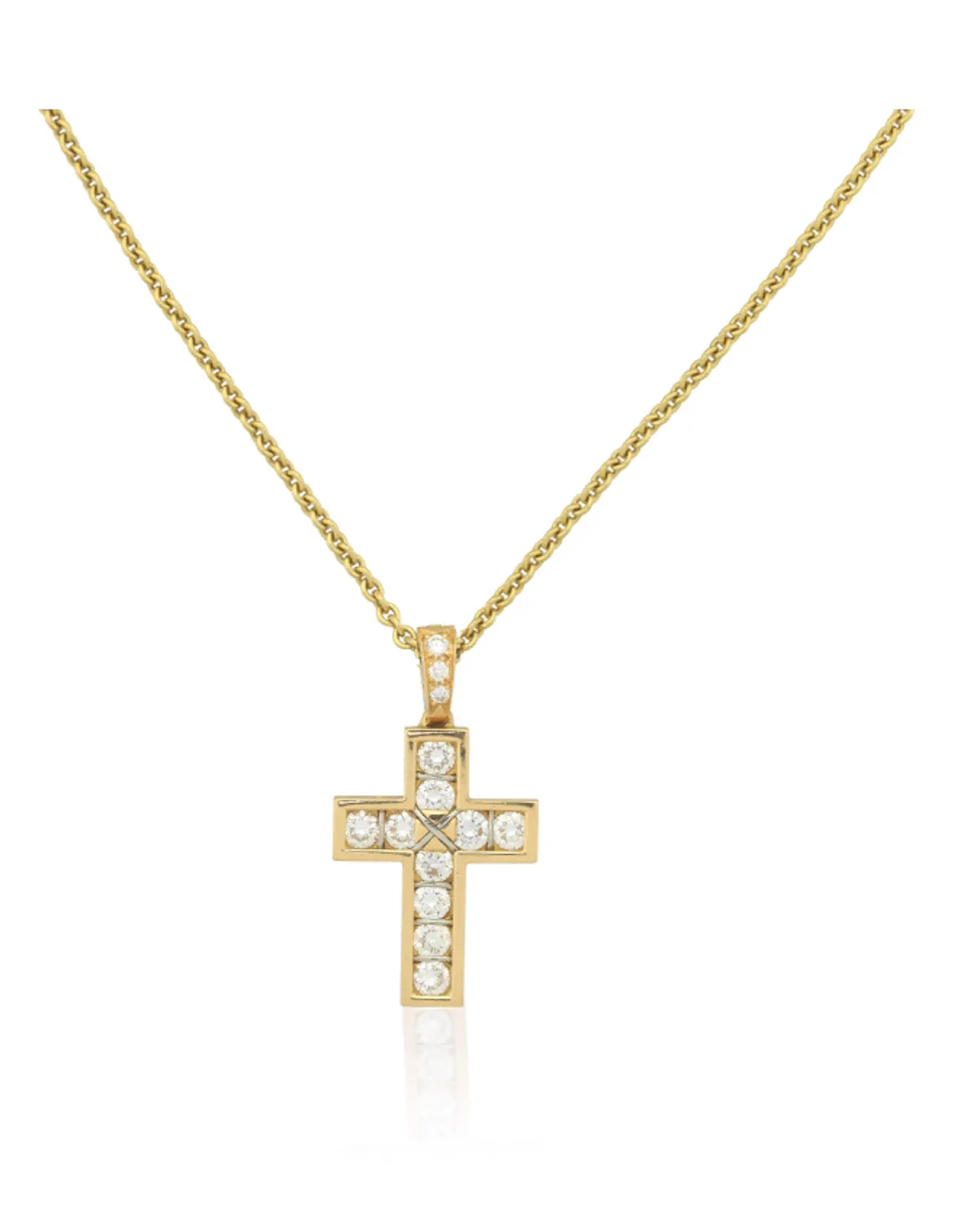 Cartier Diamond Cross Pendant Necklace Adjustable