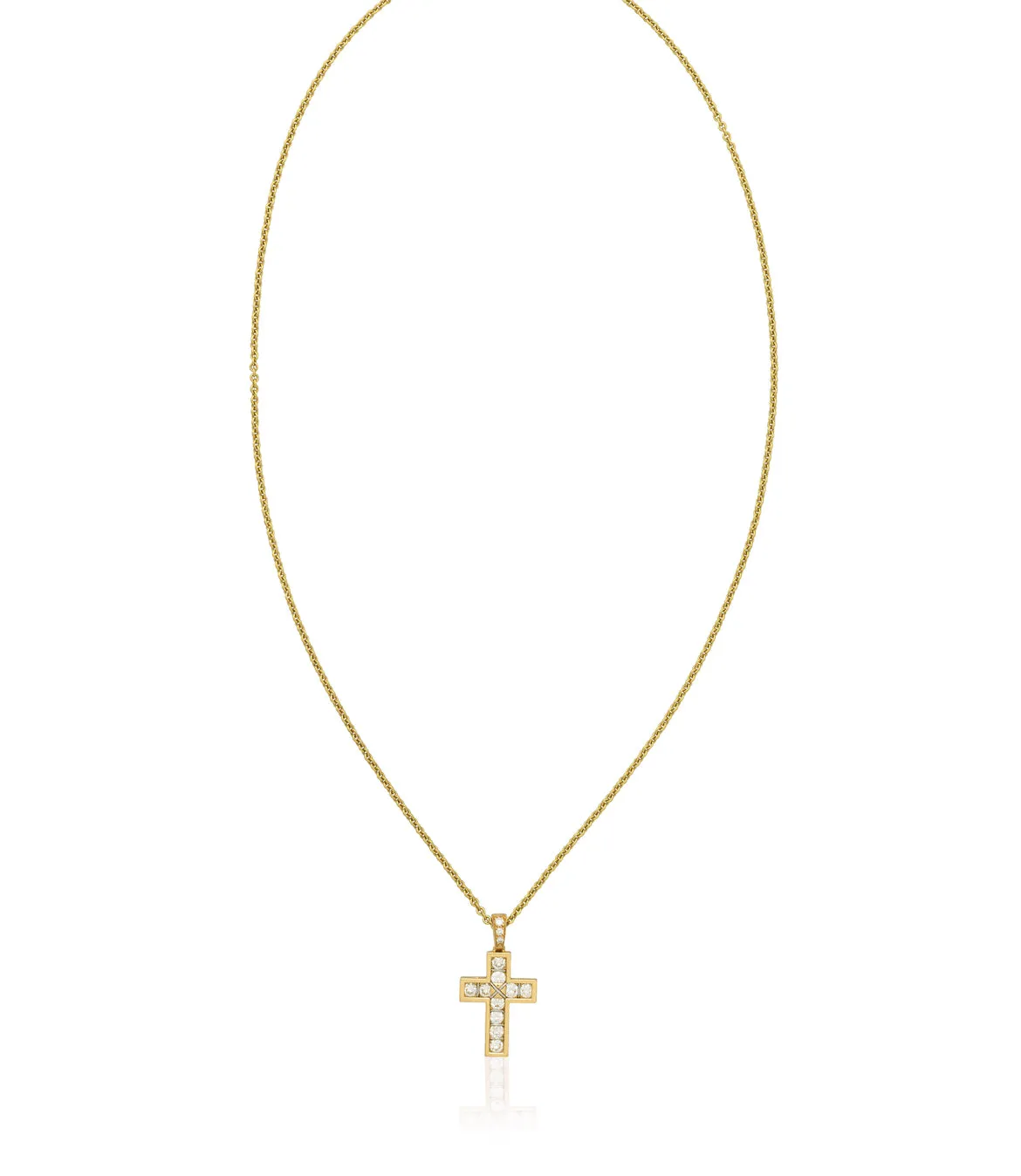 Cartier Diamond Cross Pendant Necklace Adjustable