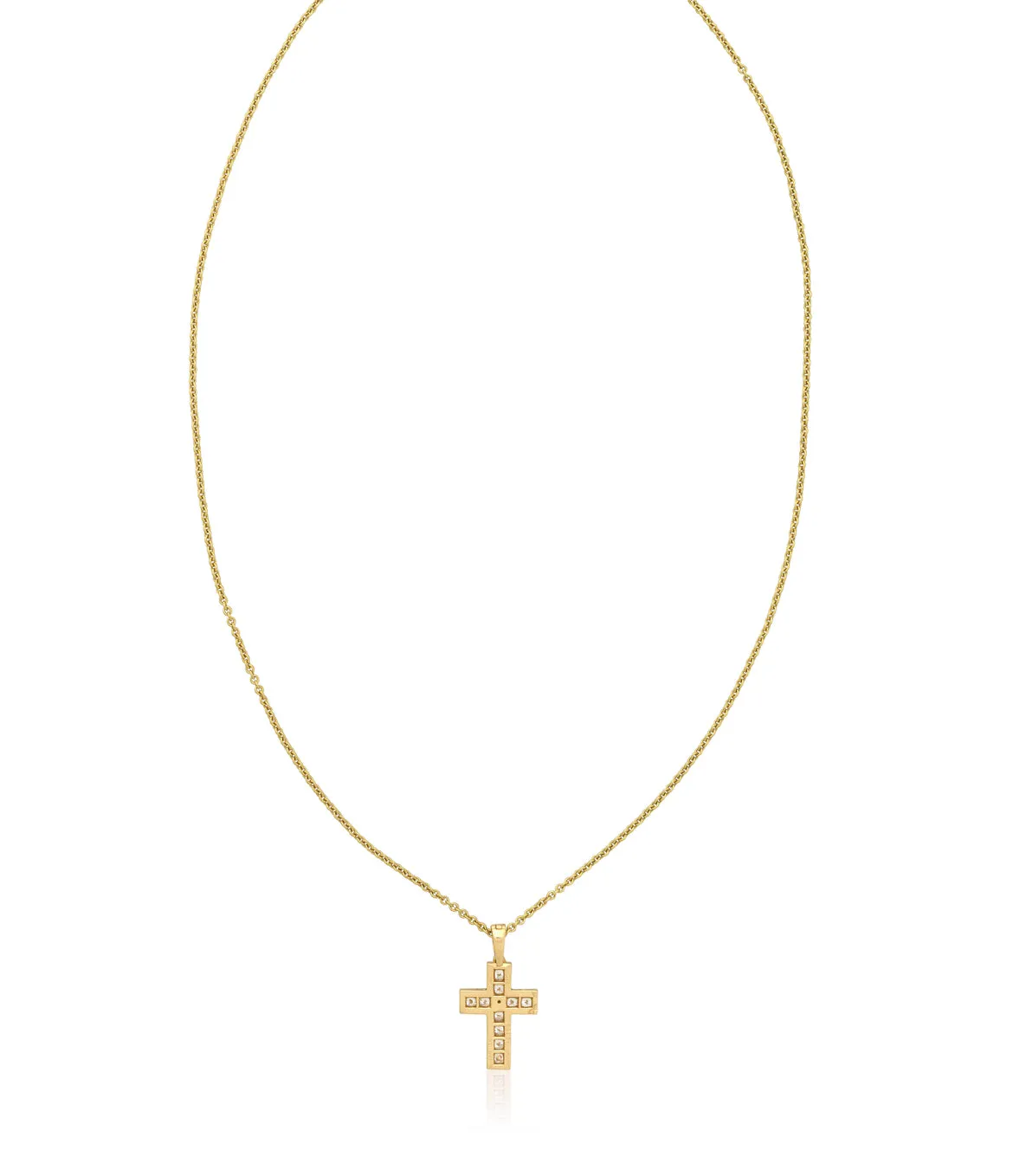 Cartier Diamond Cross Pendant Necklace Adjustable