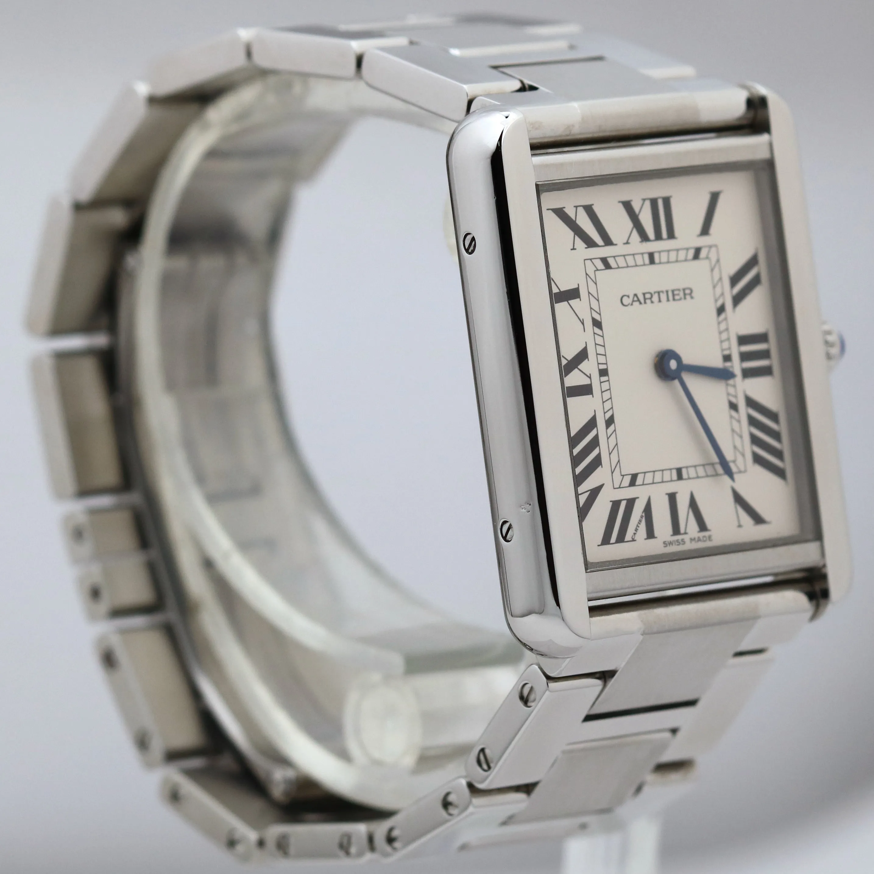 Cartier Tank Solo Large Stainless Steel Ivory Roman Quartz 3169 / W5200014 Watch