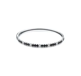 Classic Black and White Diamond Half Bangle