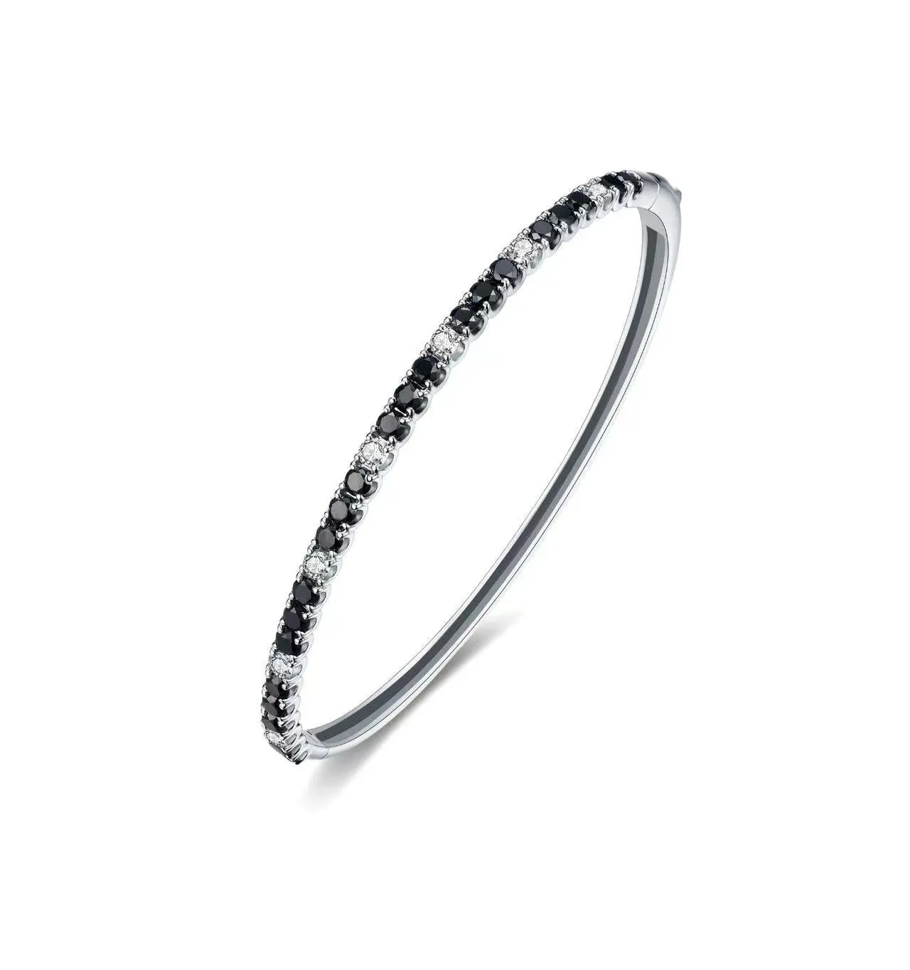 Classic Black and White Diamond Half Bangle