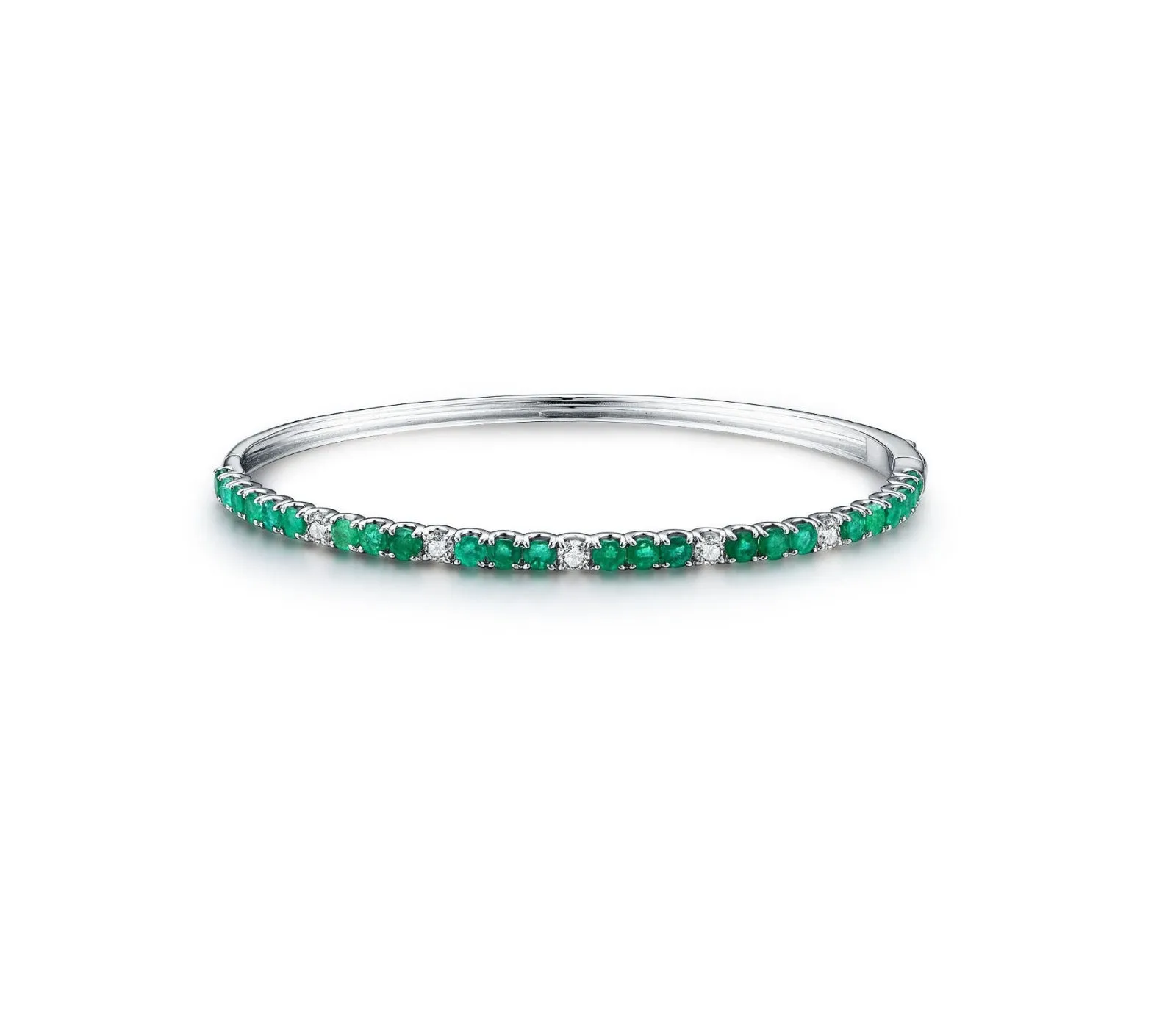 Classic Emerald and White Diamond Half Bangle