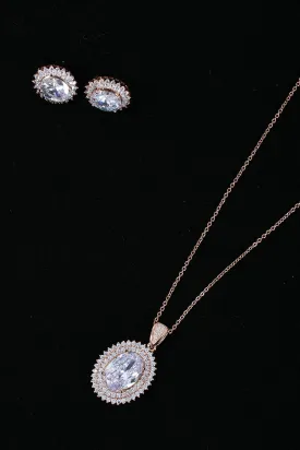 Cubic Zirconia Necklace and Earrings Set