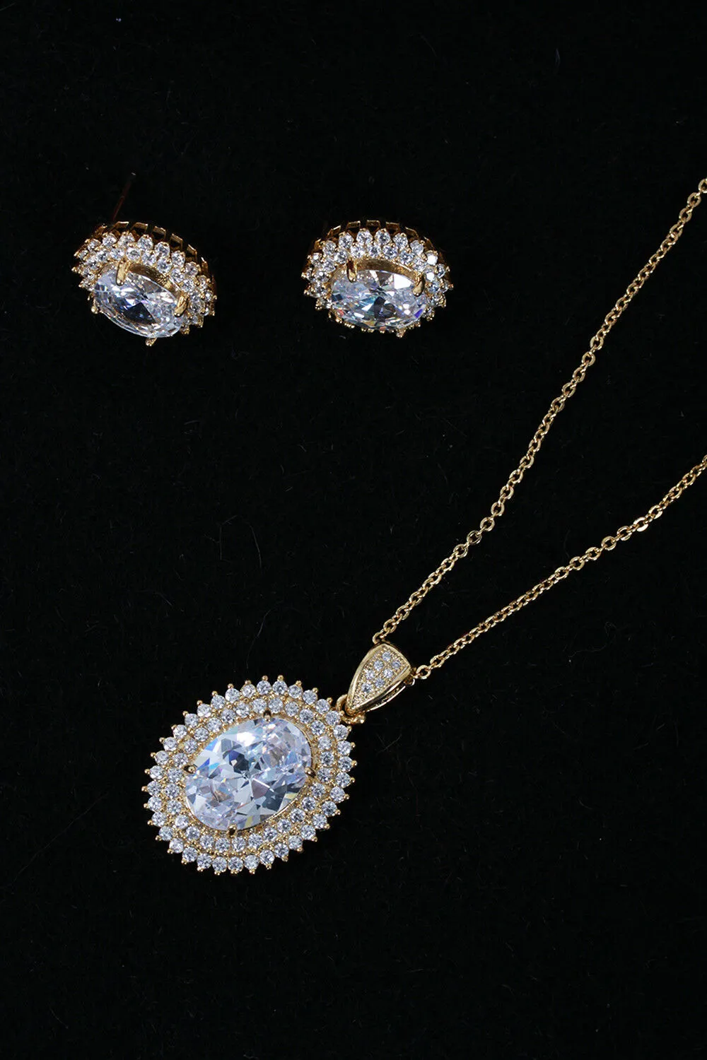 Cubic Zirconia Necklace and Earrings Set