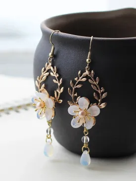 Dangle Earrings: Iridescent Floral