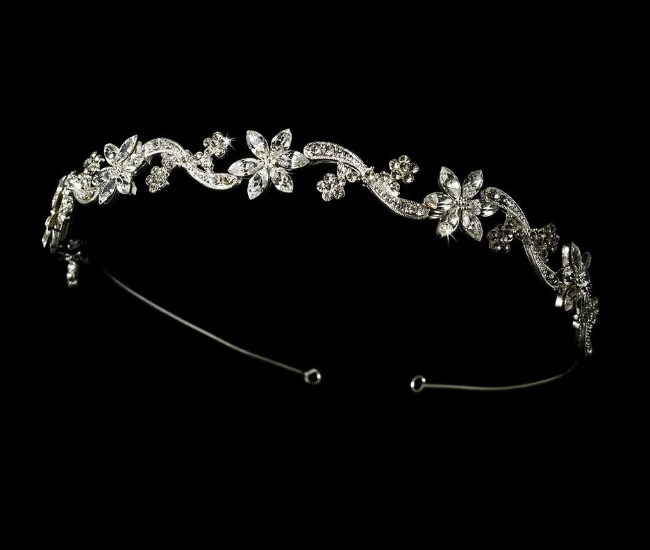 Darling Silver Plated Crystal Swirl Bridal Headband