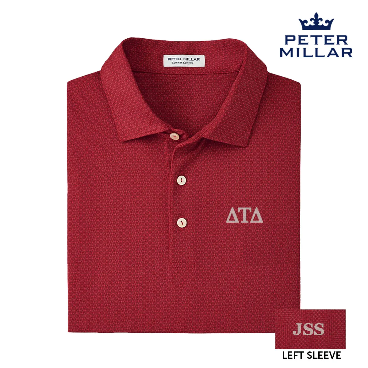 Delt Personalized Peter Millar Tesseract Patterned Polo With Greek Letters