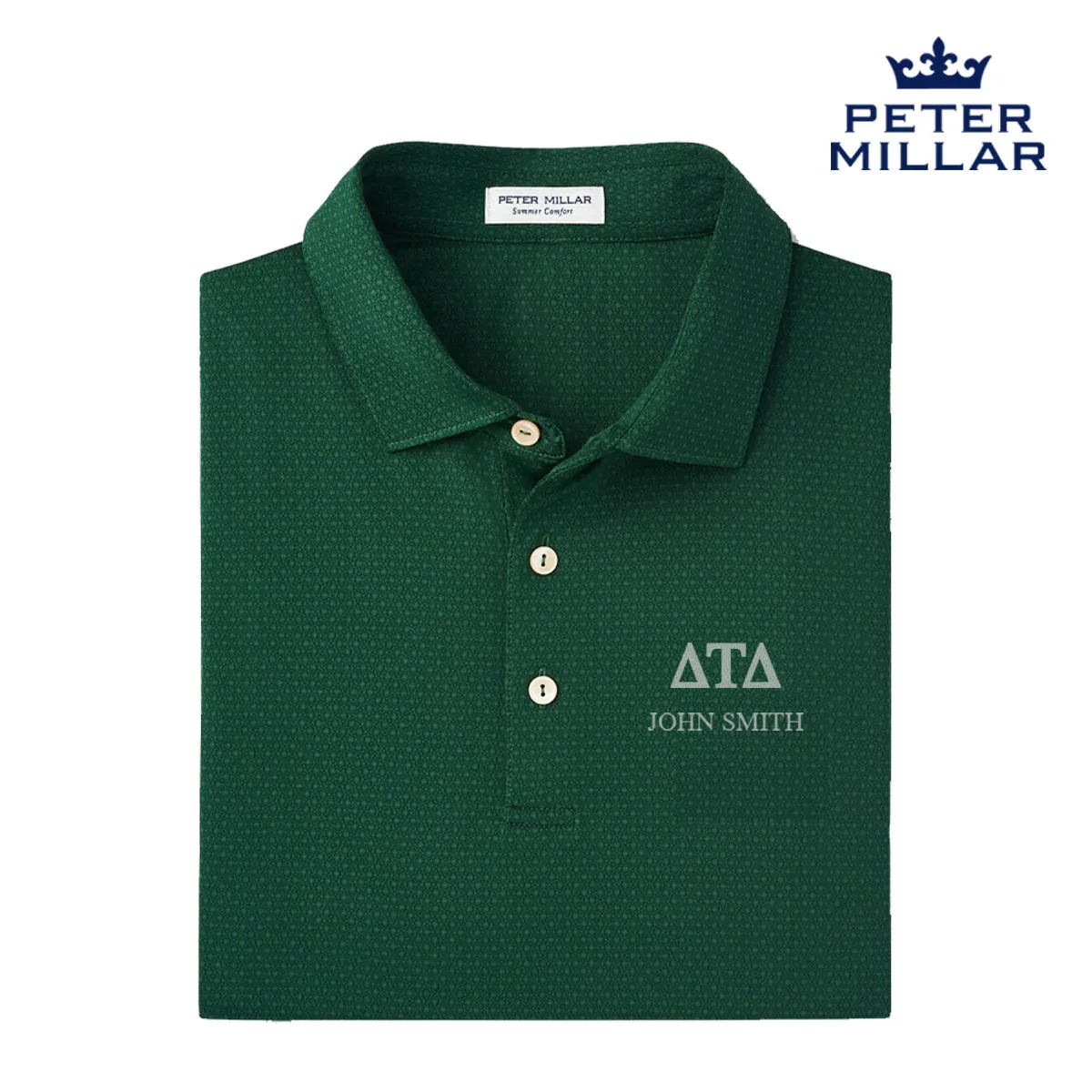 Delt Personalized Peter Millar Tesseract Patterned Polo With Greek Letters