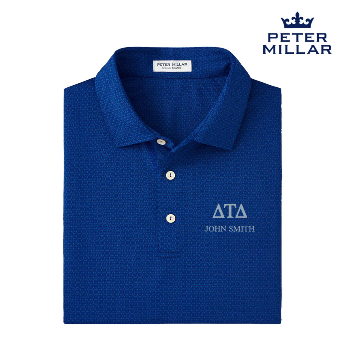 Delt Personalized Peter Millar Tesseract Patterned Polo With Greek Letters