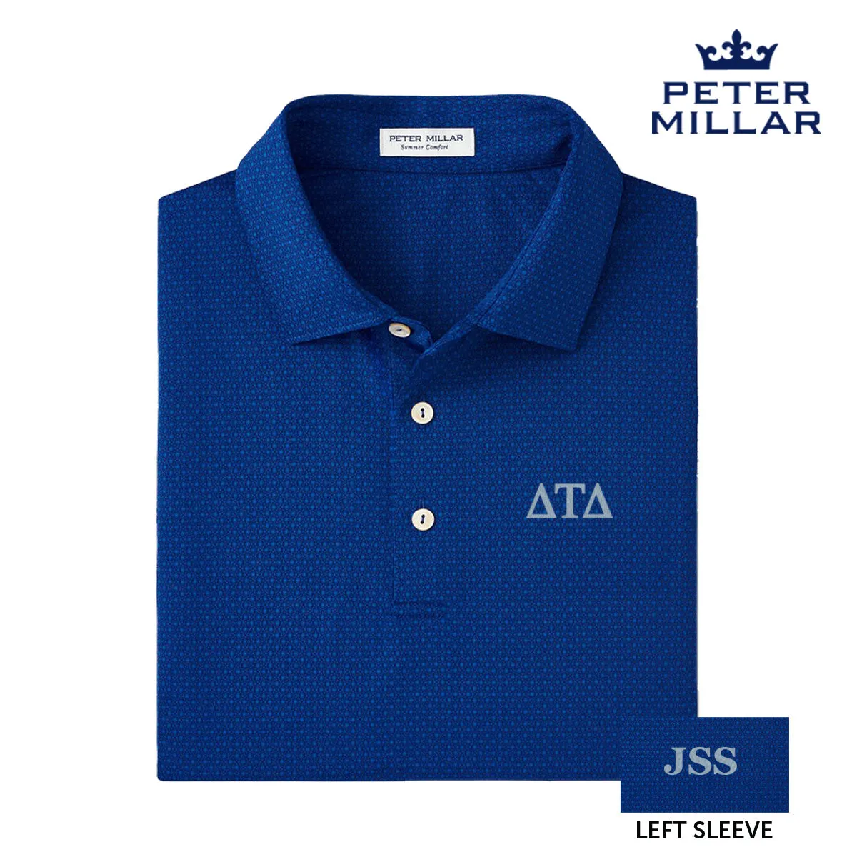 Delt Personalized Peter Millar Tesseract Patterned Polo With Greek Letters