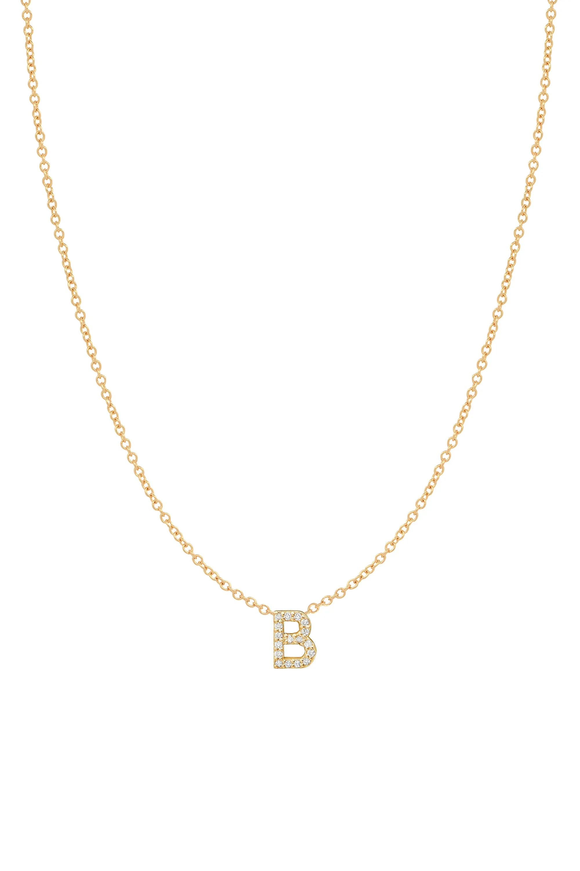 Diamond Initial Necklace - 14K Yellow