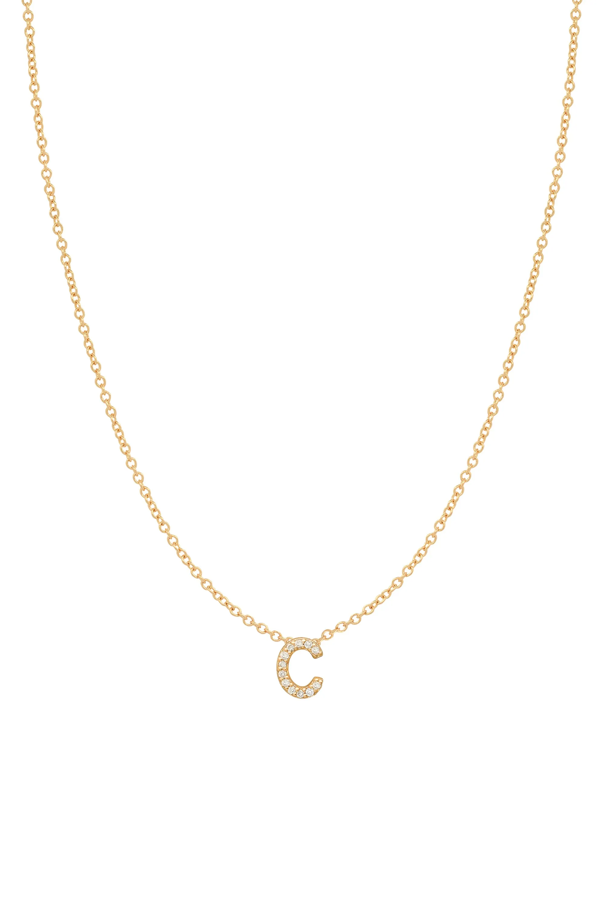 Diamond Initial Necklace - 14K Yellow