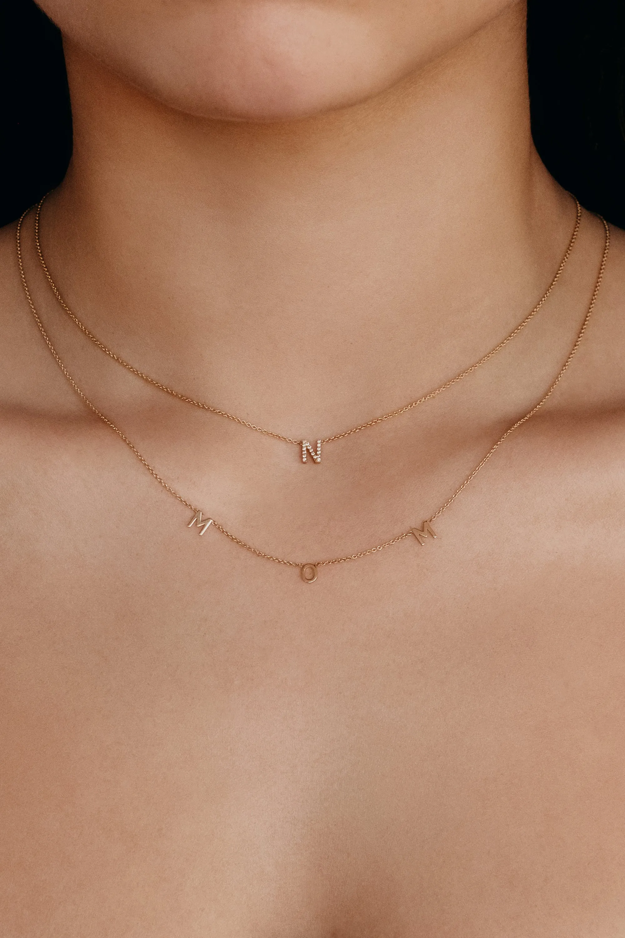 Diamond Initial Necklace - 14K Yellow