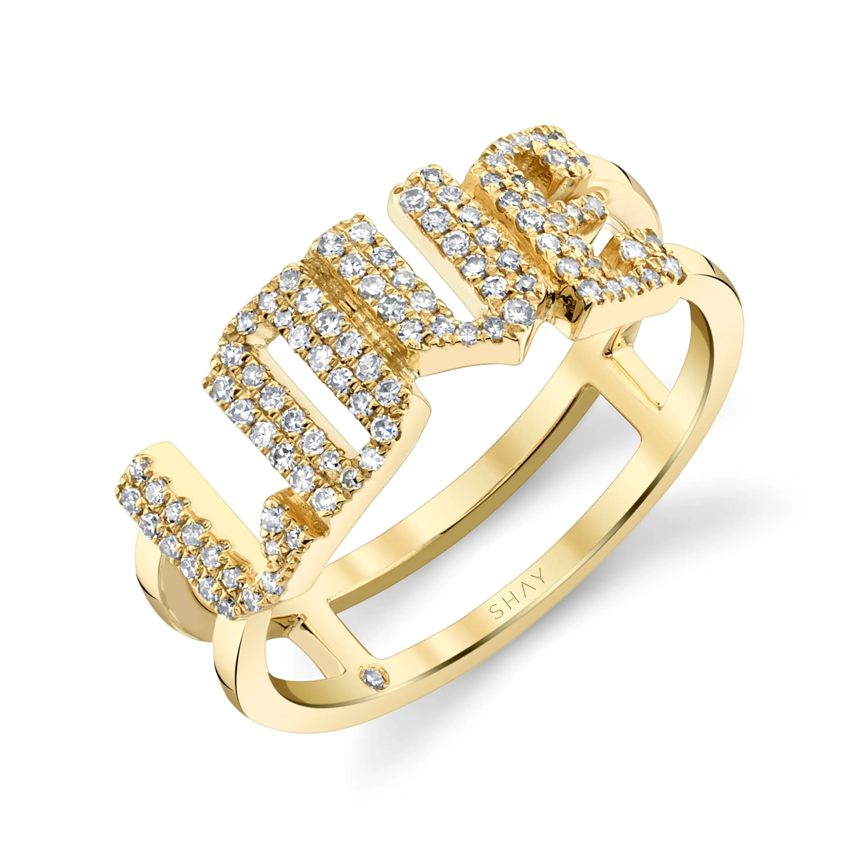 DIAMOND PAVE PERSONALIZED STACKED 4 LETTER RING