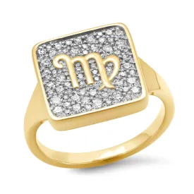 Diamond Zodiac Signet Ring