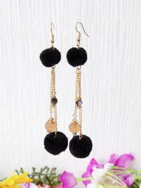 Double The Pom Earrings, Black