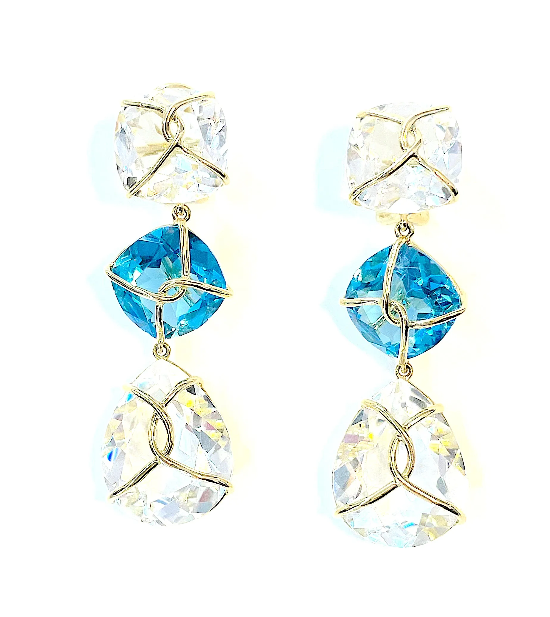 Elegant Three-Stone Drop Earring with Citrine and Baroque Pear and Diamonds