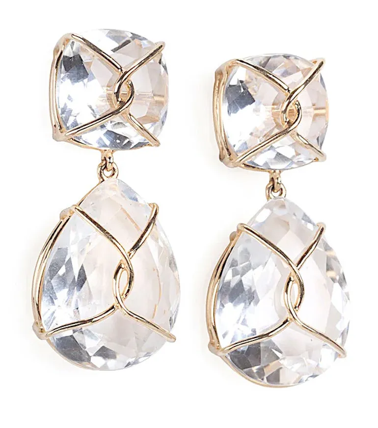 Elegant Three-Stone Drop Earring with Citrine and Baroque Pear and Diamonds