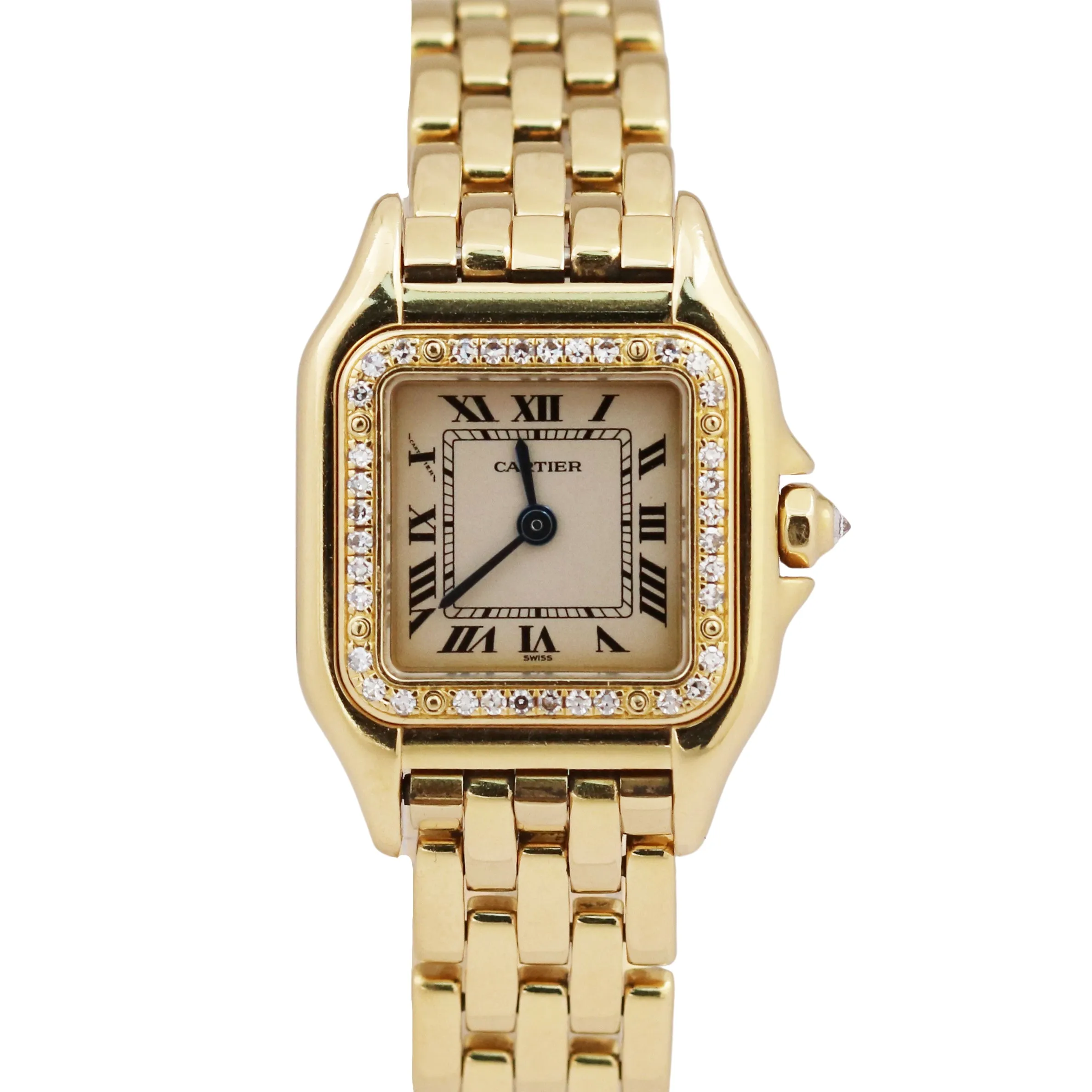 FACTORY DIAMOND Ladies Cartier Panthere 18K Gold 22mm Quartz 1280 WF3070B9 BOX