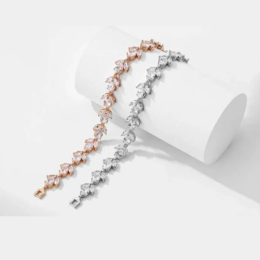 Flower Blossom Cubic Zirconia Tennis Bracelets for Women with Marquise and Oval Cut AAA  Cubic Zirconia