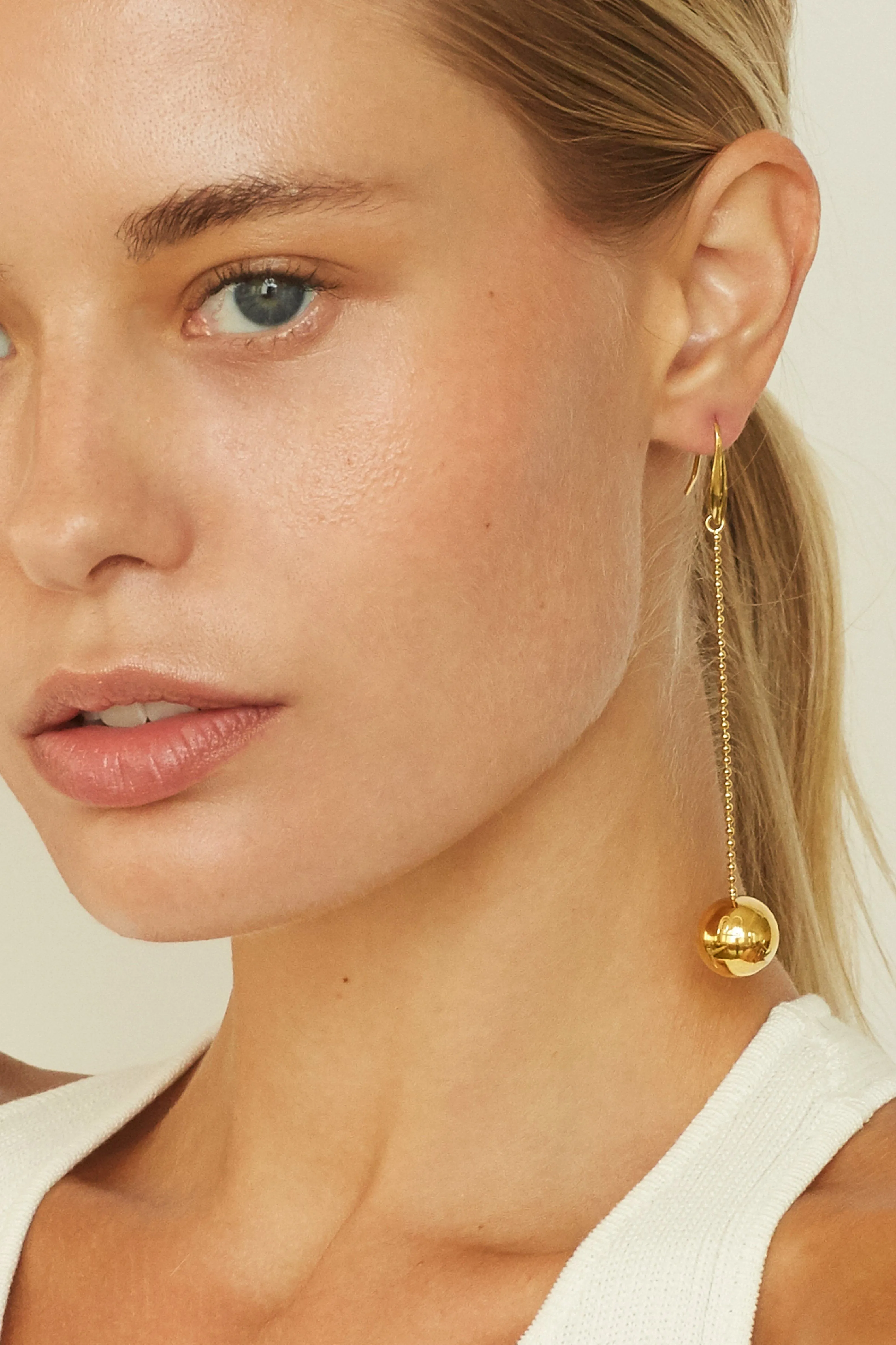 Gold Drop Sphere Earrings