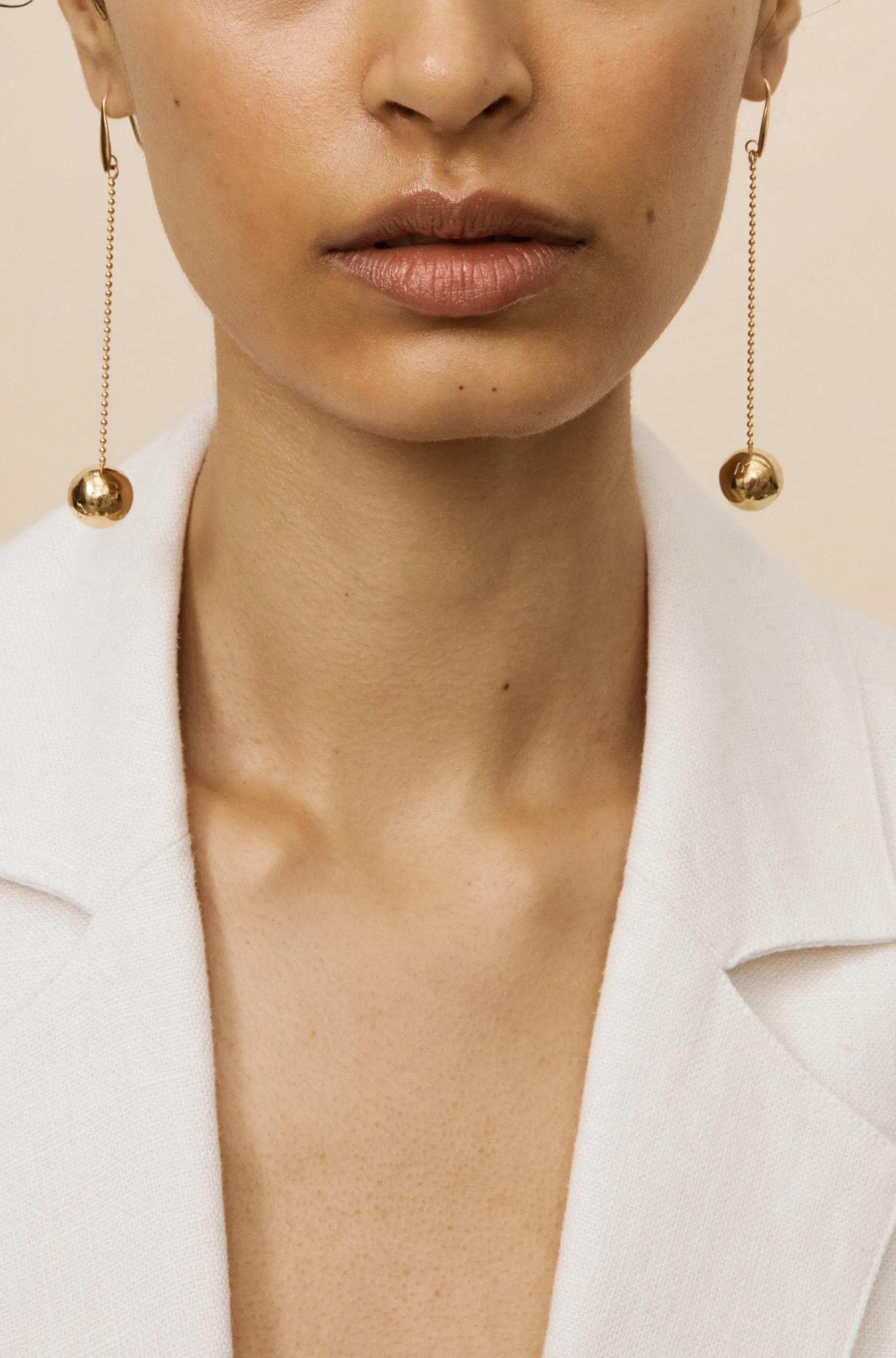 Gold Drop Sphere Earrings