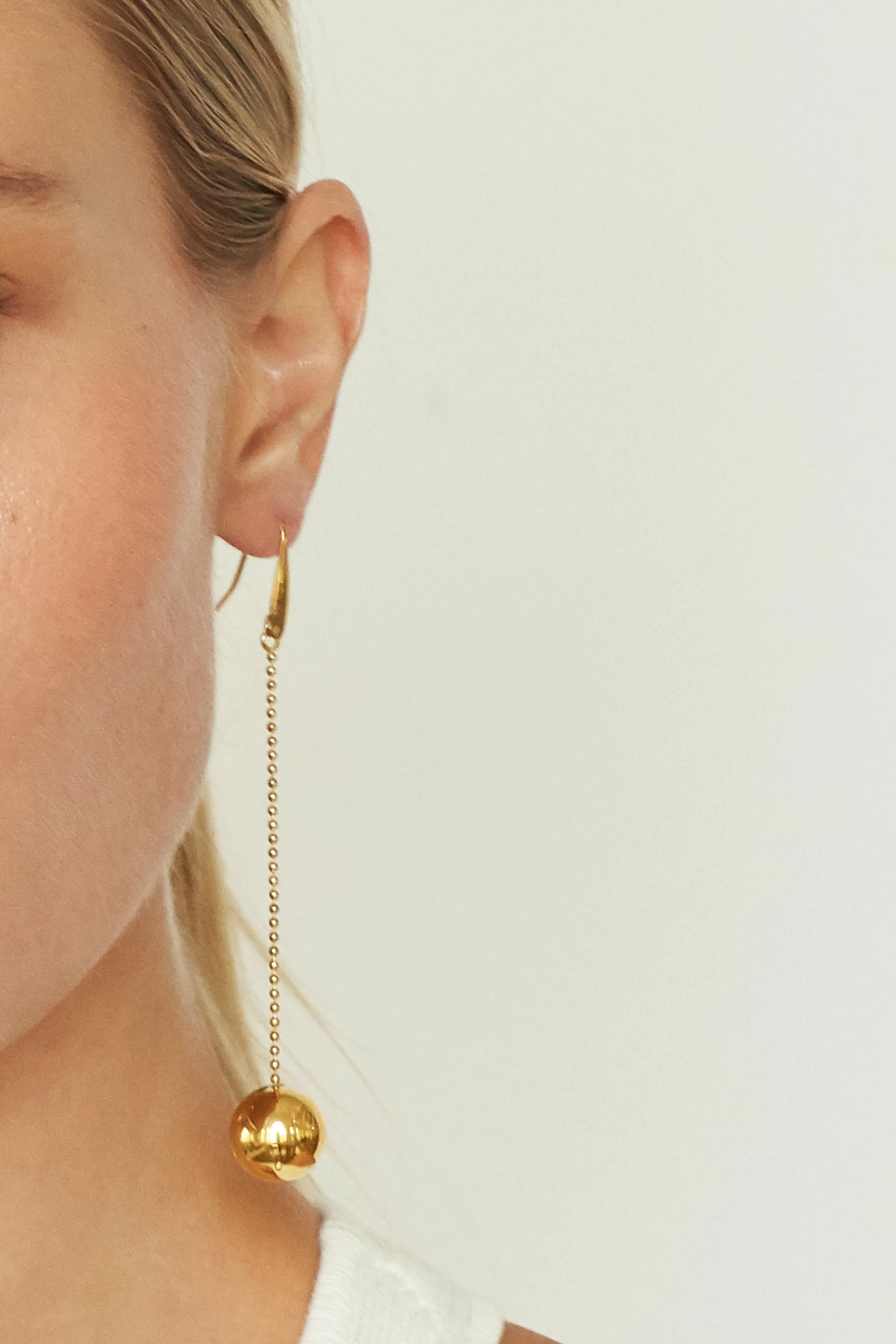 Gold Drop Sphere Earrings