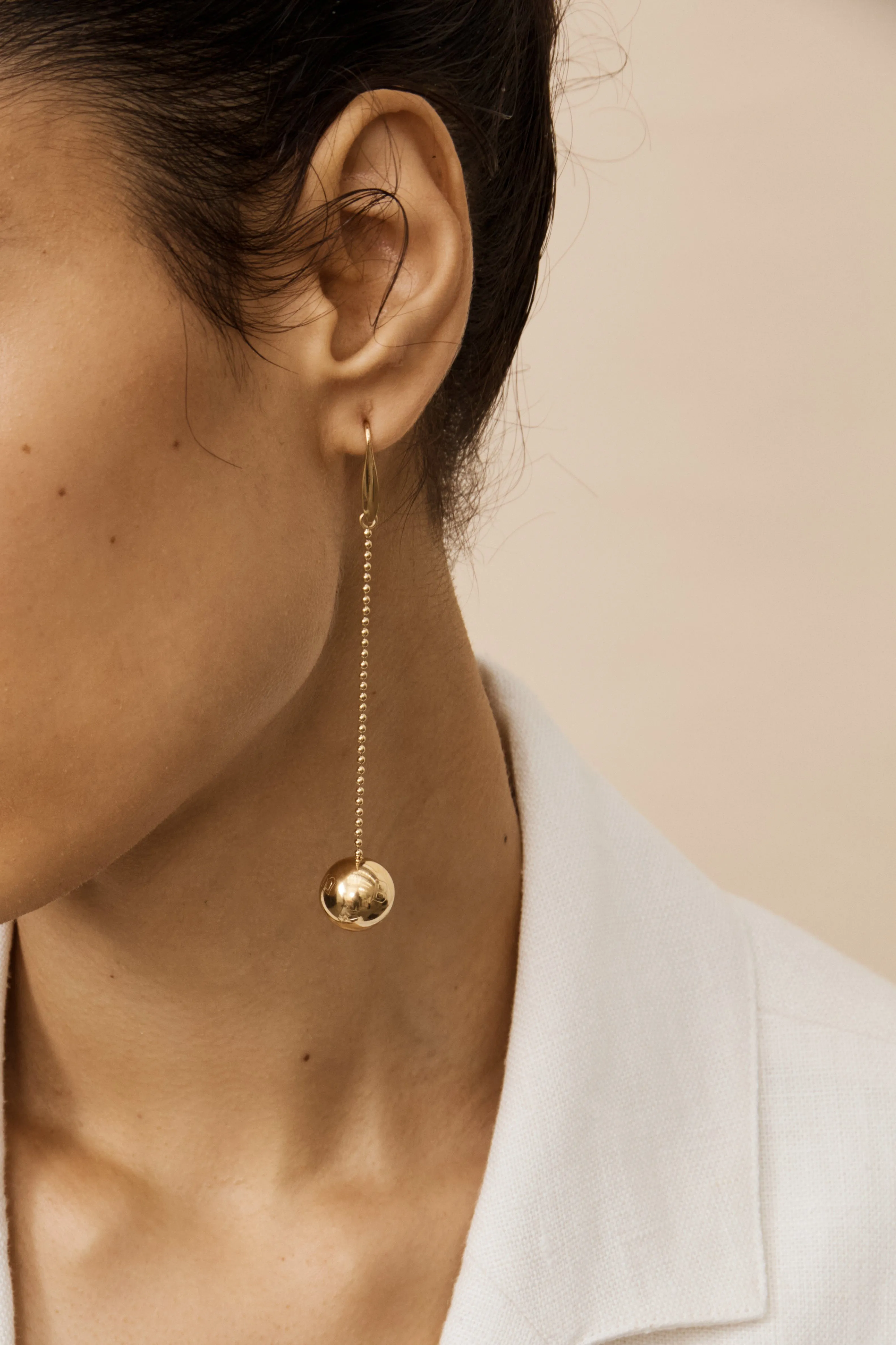 Gold Drop Sphere Earrings