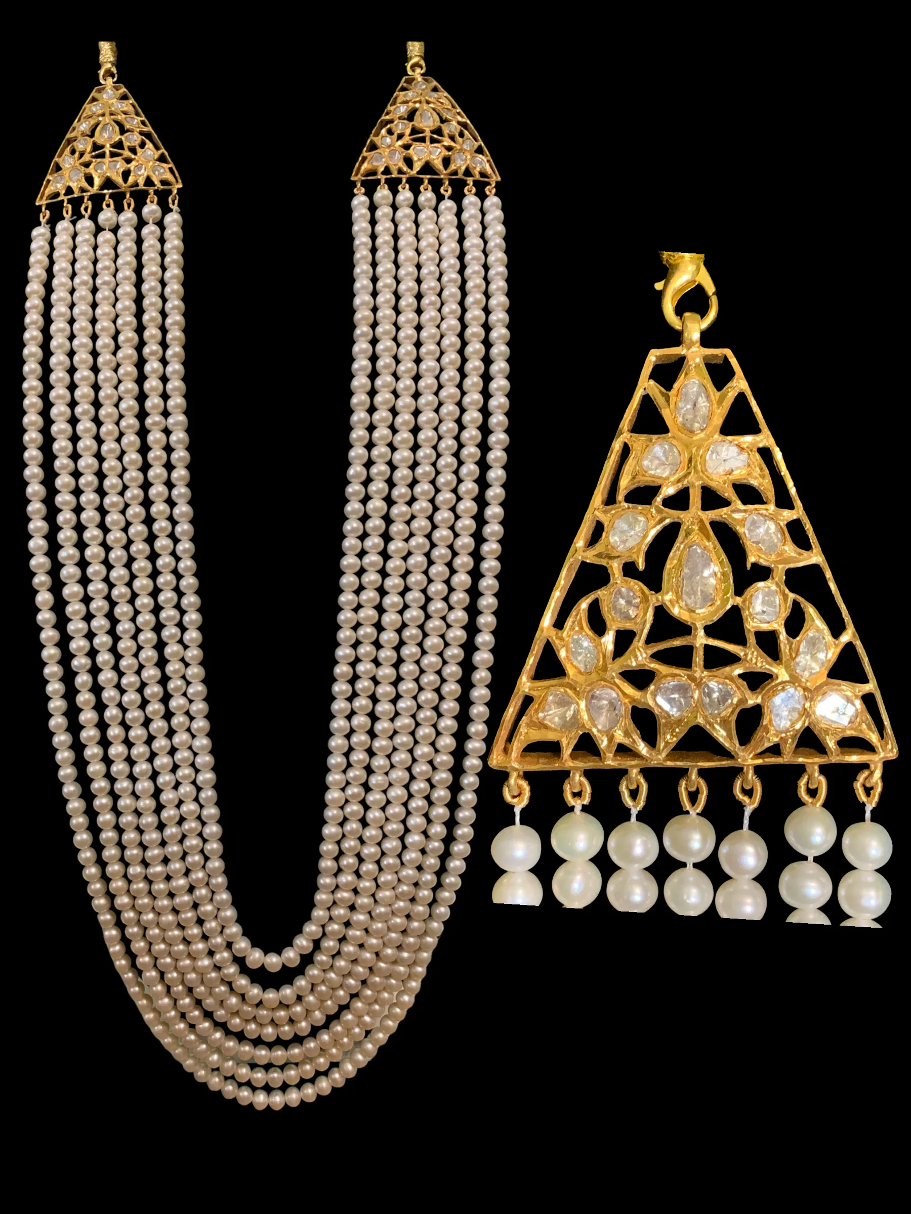 Gold plated silver Almas( polki) satlada