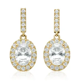 Hush 9ct Yellow Gold Oval & Round Cut 2.80 Carat tw Diamond Simulants Earrings