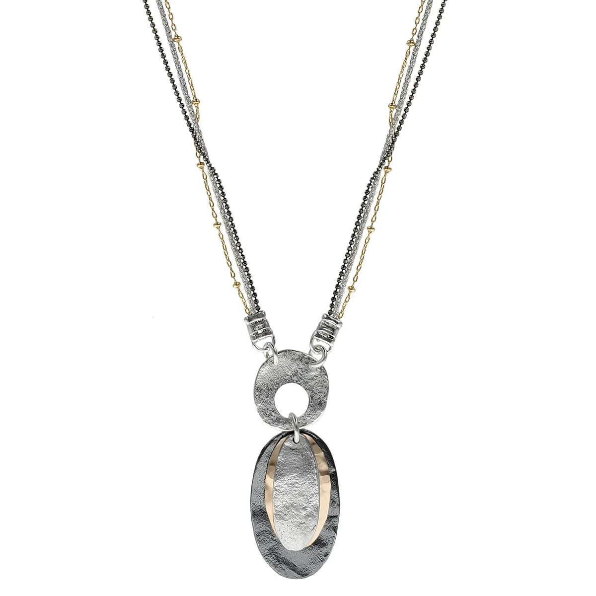 Israeli Moon Glow Layered Drop Pendant Necklace