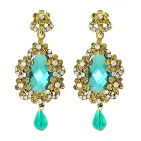 JewelMaze Austrian Stone Gold Plated Dangler Earrings